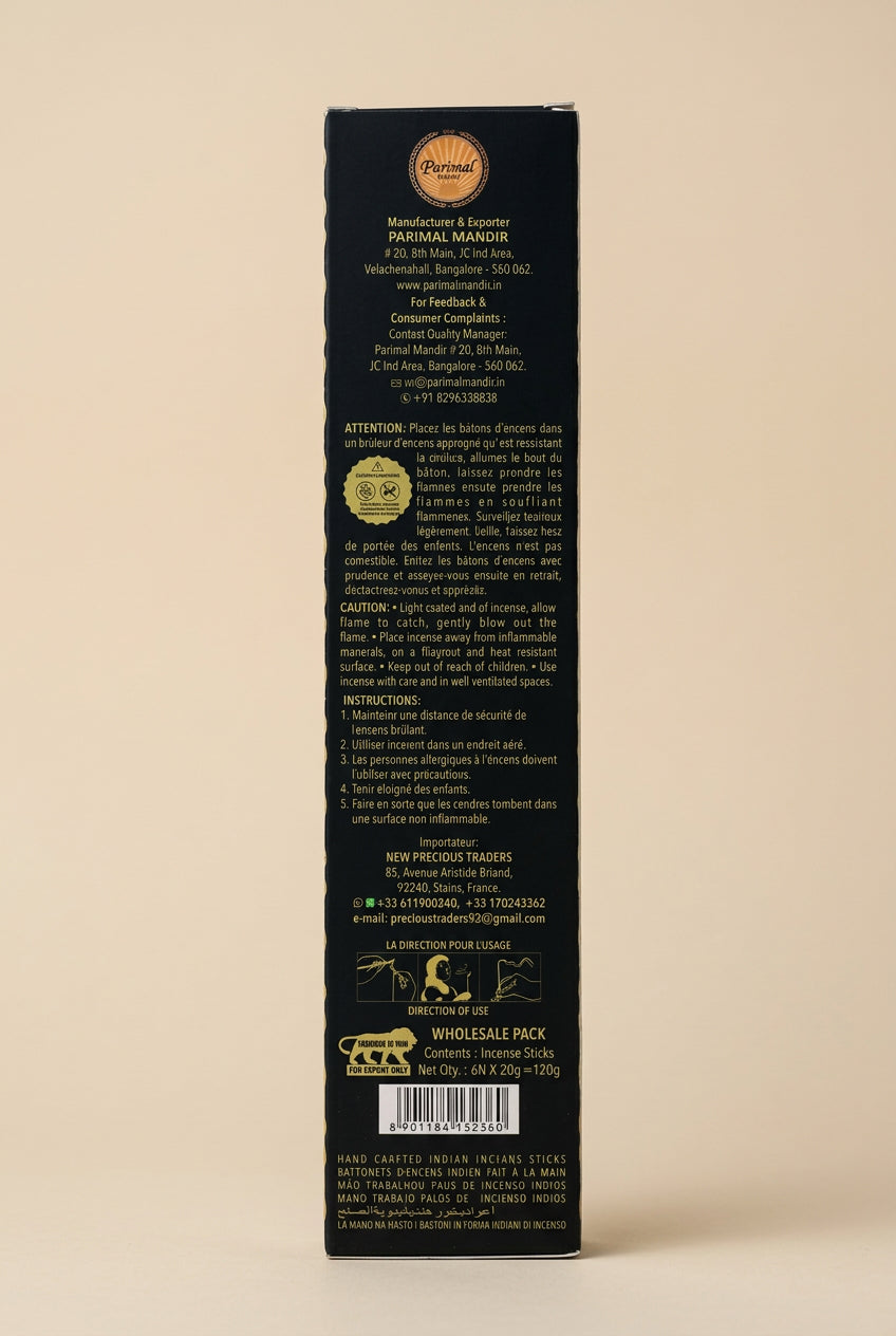 Pure Black Oud Bâtonnets d'encens – Sacred Scents – Boîte de 6 paquets
