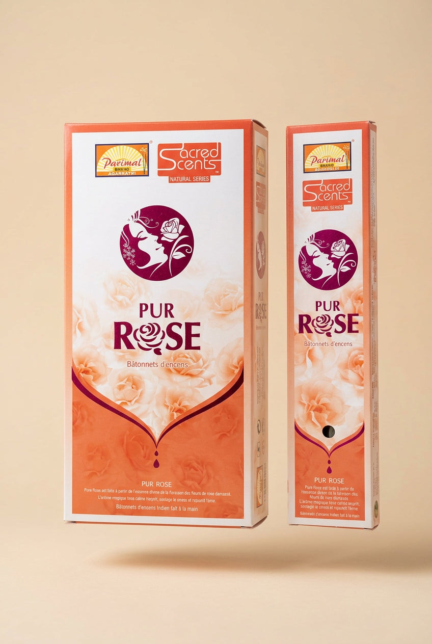 Pur Rose Bâtonnets d'encens – Sacred Scents – Boîte de 6 paquets