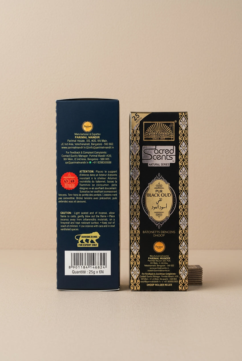 Pure Black Oud Encens Dhoop – Sacred Scents – Boîte de 6 paquets