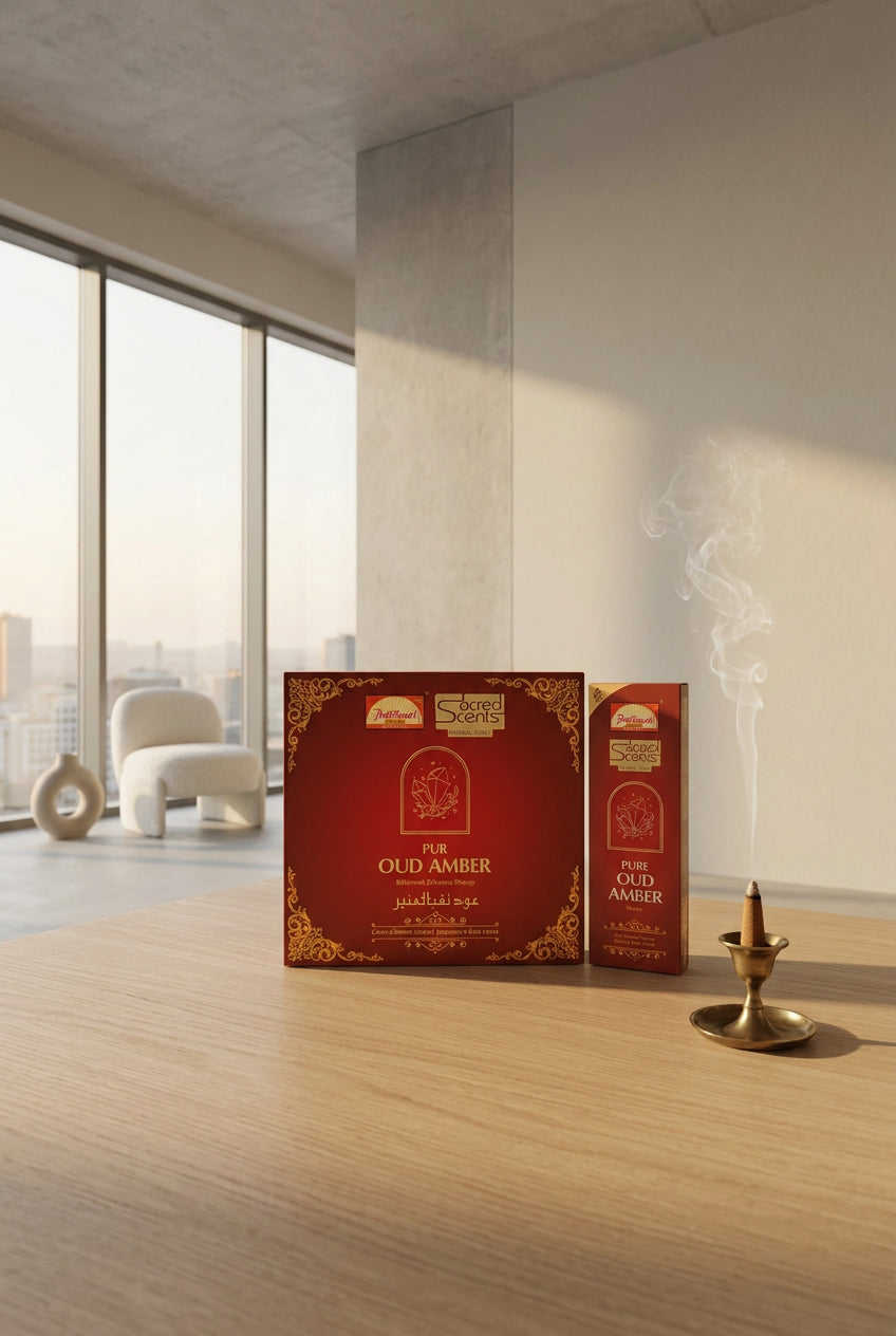 Pur Oud Amber Encens Dhoop  – Sacred Scents – Boîte de 6 paquets