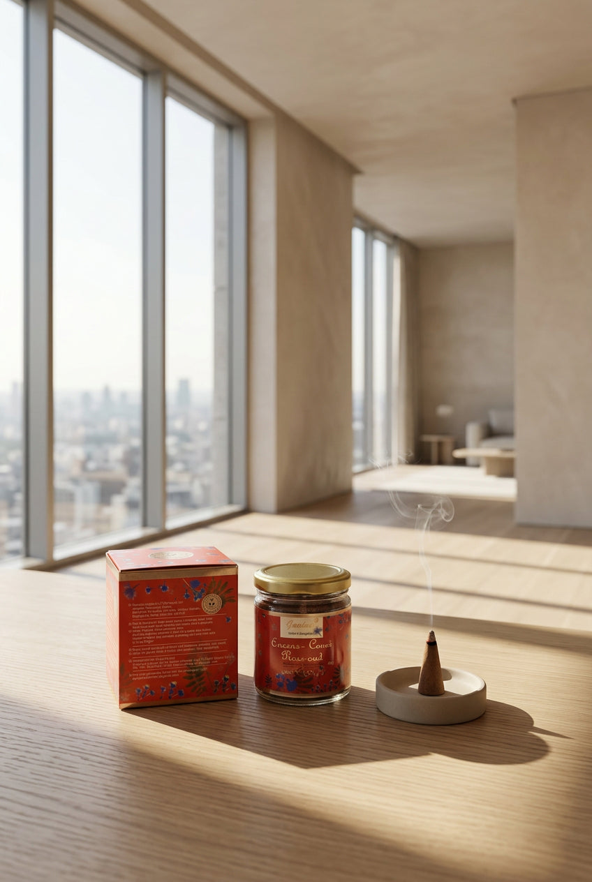 Rose Oud Encens en cônes – Garden’s – Pot de 40 g avec support en métal