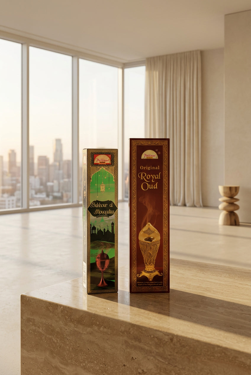 Coffret Découverte Royale encens Parimal – Royal Oud & Bakhour al Mouqadas