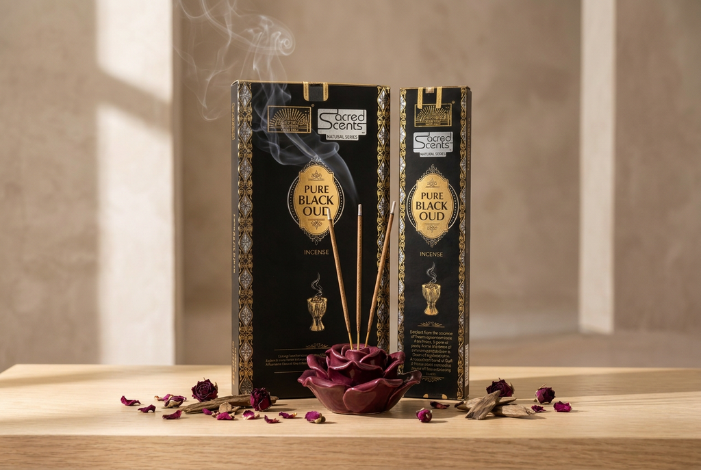 Black Oud, sans noix ni safran, avec deux pétales discrets