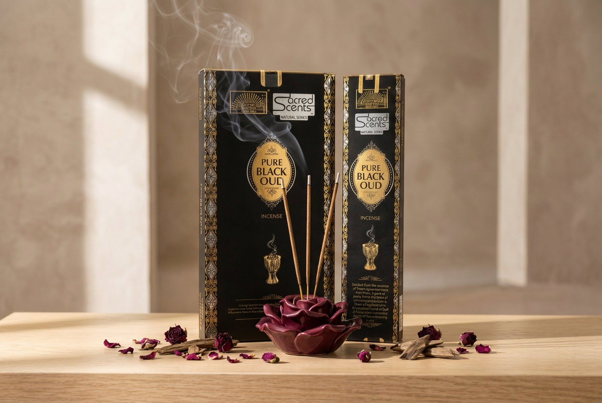 Black Oud, sans noix ni safran, avec deux pétales discrets